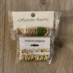 Gold and Green Fashion Jewelry earring set